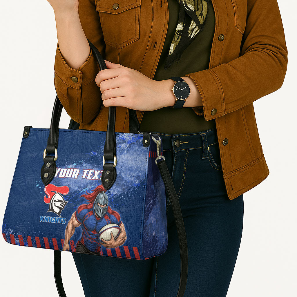Personalised Newcastle Knights Rugby Leather Bag Newy Warrior Mascot - Sporty Splash Art Style
