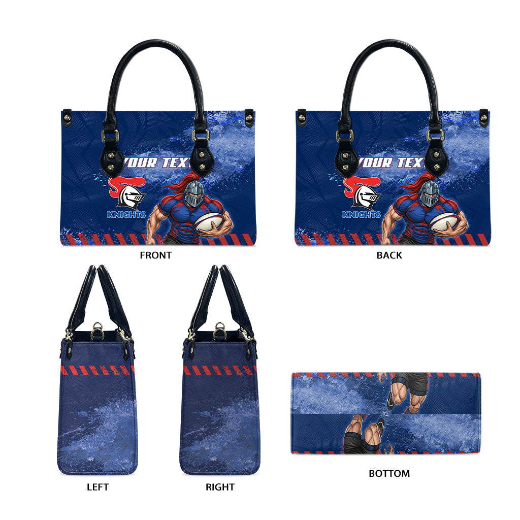 Personalised Newcastle Knights Rugby Leather Bag Newy Warrior Mascot - Sporty Splash Art Style