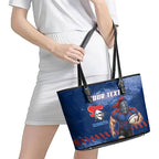 Personalised Newcastle Knights Rugby Leather Tote Bag Newy Warrior Mascot - Sporty Splash Art Style