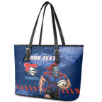 Personalised Newcastle Knights Rugby Leather Tote Bag Newy Warrior Mascot - Sporty Splash Art Style
