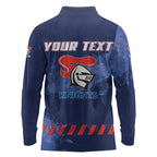 Personalised Newcastle Knights Rugby Long Sleeve Polo Shirt Newy Warrior Mascot - Sporty Splash Art Style