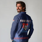 Personalised Newcastle Knights Rugby Long Sleeve Polo Shirt Newy Warrior Mascot - Sporty Splash Art Style