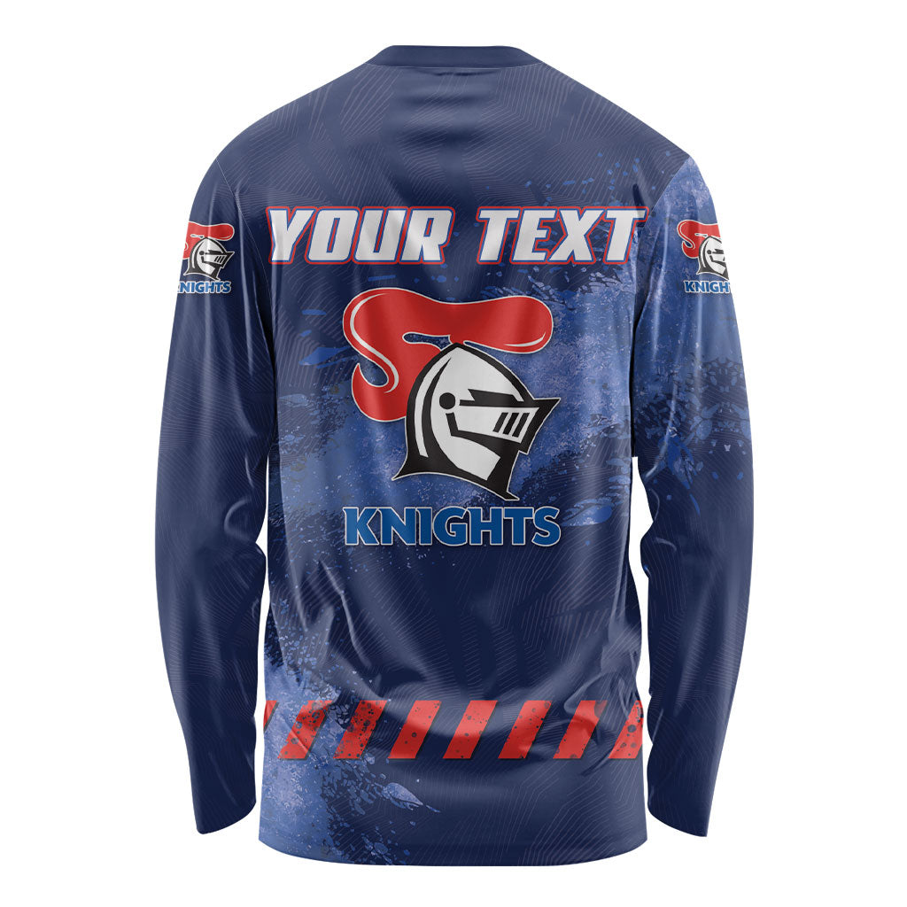 Personalised Newcastle Knights Rugby Long Sleeve Shirt Newy Warrior Mascot - Sporty Splash Art Style