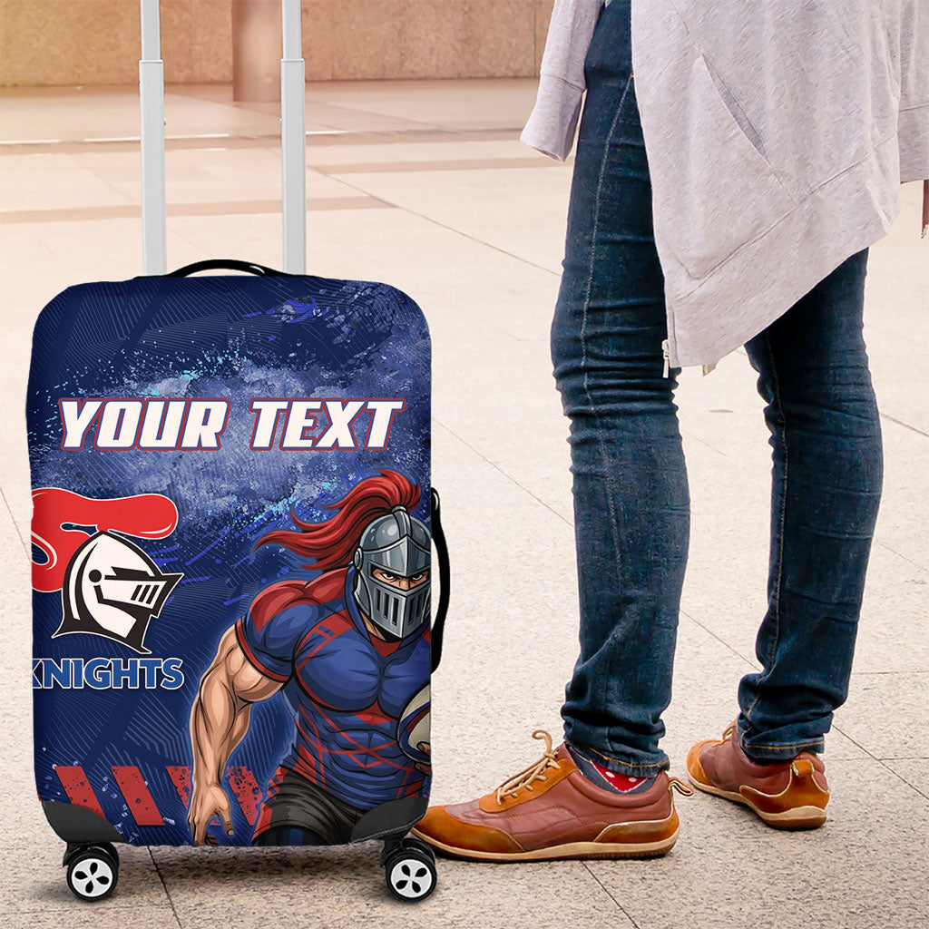 Personalised Newcastle Knights Rugby Luggage Cover Newy Warrior Mascot - Sporty Splash Art Style