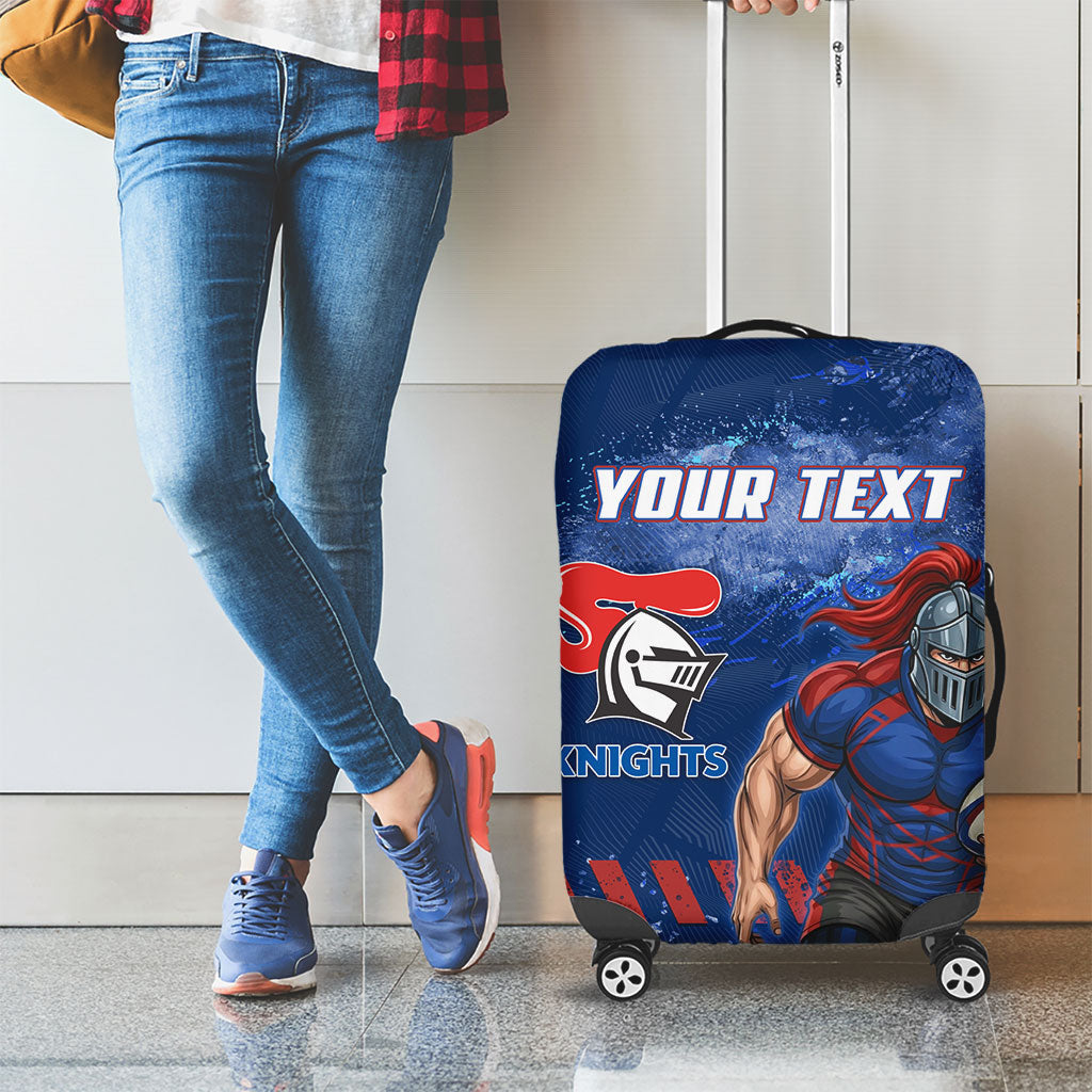 Personalised Newcastle Knights Rugby Luggage Cover Newy Warrior Mascot - Sporty Splash Art Style