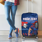 Personalised Newcastle Knights Rugby Luggage Cover Newy Warrior Mascot - Sporty Splash Art Style