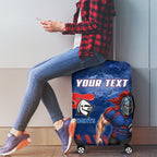 Personalised Newcastle Knights Rugby Luggage Cover Newy Warrior Mascot - Sporty Splash Art Style
