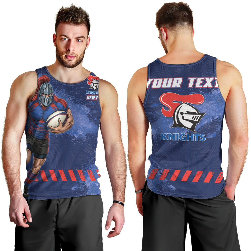 Personalised Newcastle Knights Rugby Men Tank Top Newy Warrior Mascot - Sporty Splash Art Style