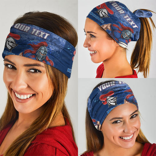 Personalised Newcastle Knights Rugby Neck Gaiter Newy Warrior Mascot - Sporty Splash Art Style