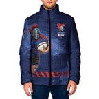 Personalised Newcastle Knights Rugby Padded Jacket Newy Warrior Mascot - Sporty Splash Art Style