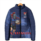 Personalised Newcastle Knights Rugby Padded Jacket Newy Warrior Mascot - Sporty Splash Art Style