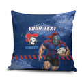 Personalised Newcastle Knights Rugby Pillow Cover Newy Warrior Mascot - Sporty Splash Art Style