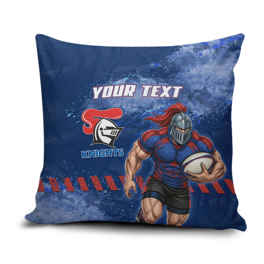 Personalised Newcastle Knights Rugby Pillow Cover Newy Warrior Mascot - Sporty Splash Art Style