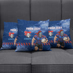 Personalised Newcastle Knights Rugby Pillow Cover Newy Warrior Mascot - Sporty Splash Art Style