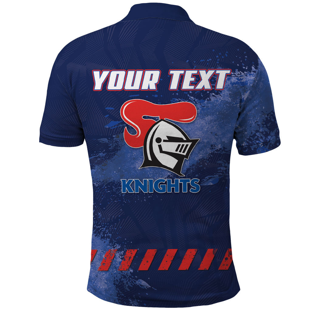 Personalised Newcastle Knights Rugby Polo Shirt Newy Warrior Mascot - Sporty Splash Art Style