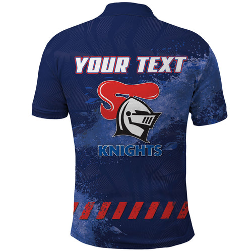Personalised Newcastle Knights Rugby Polo Shirt Newy Warrior Mascot - Sporty Splash Art Style