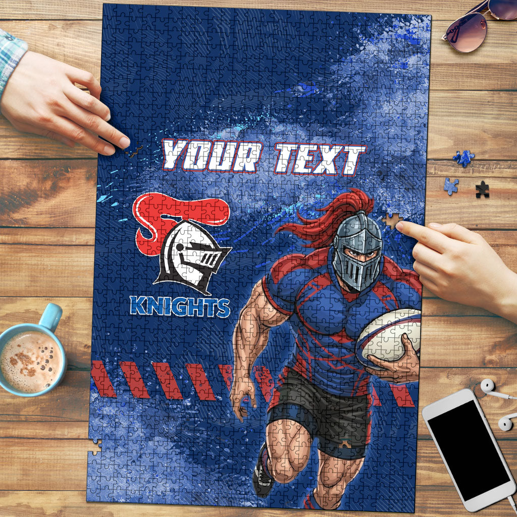 Personalised Newcastle Knights Rugby Puzzle Newy Warrior Mascot - Sporty Splash Art Style