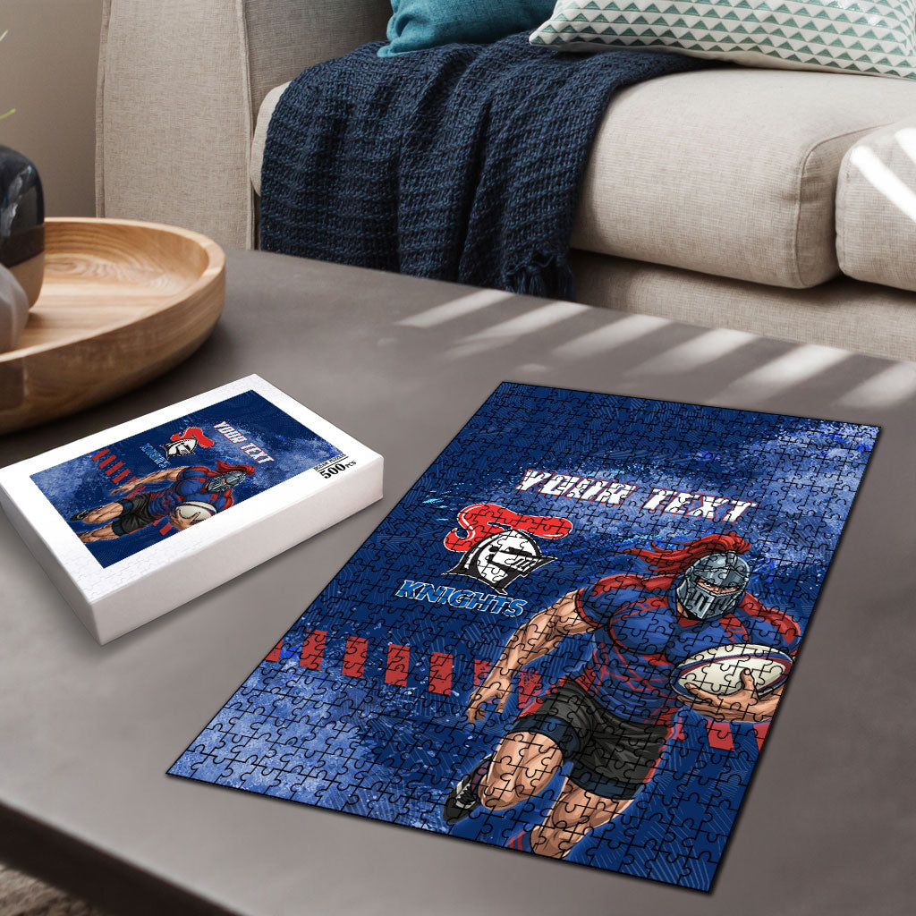 Personalised Newcastle Knights Rugby Puzzle Newy Warrior Mascot - Sporty Splash Art Style