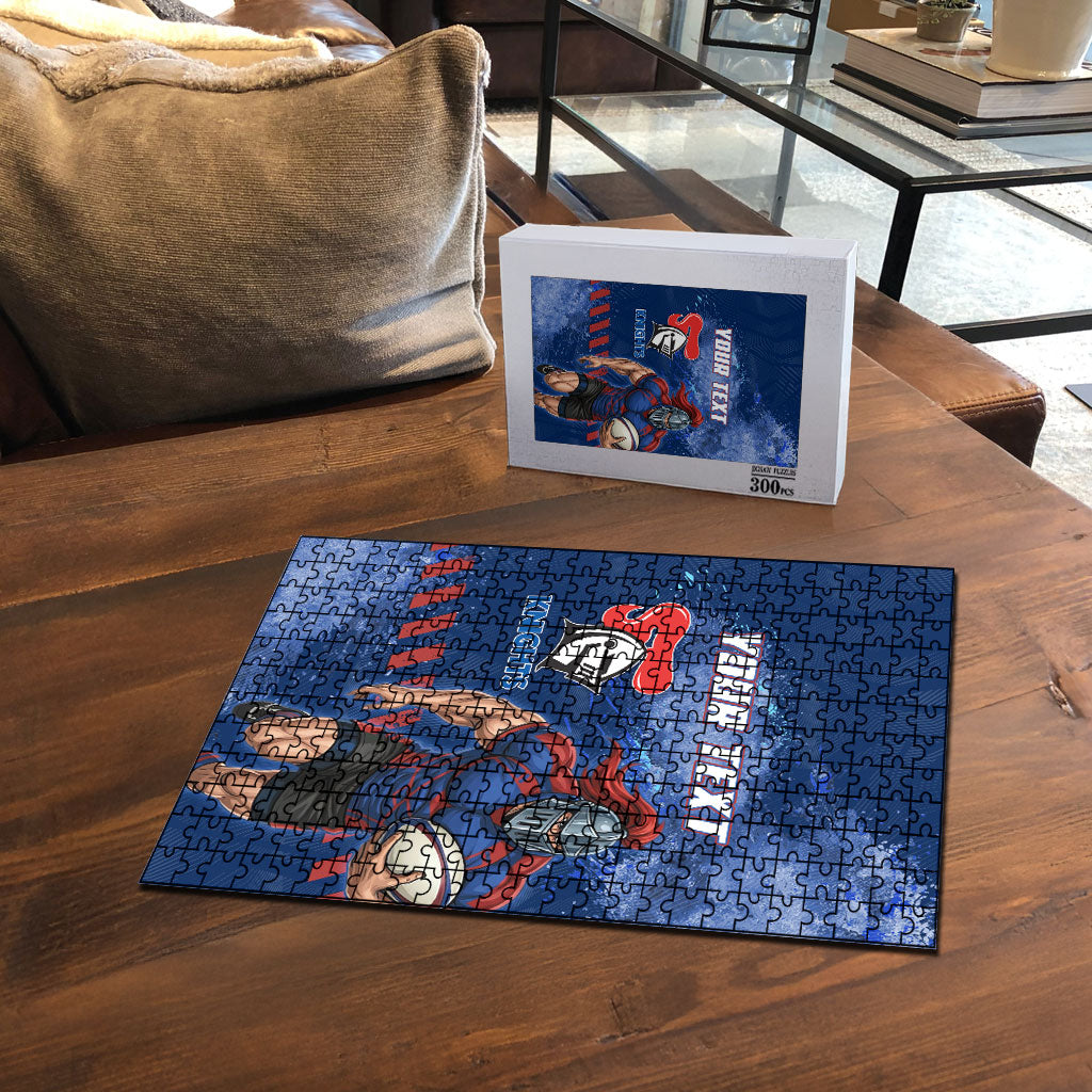 Personalised Newcastle Knights Rugby Puzzle Newy Warrior Mascot - Sporty Splash Art Style