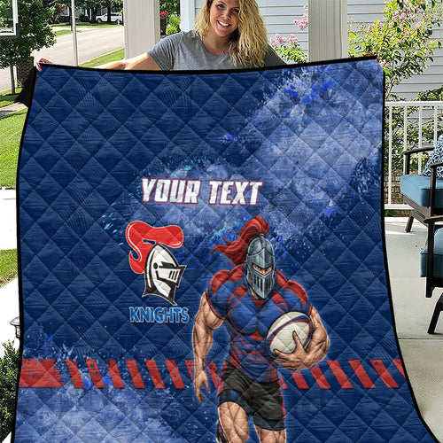 Personalised Newcastle Knights Rugby Quilt Newy Warrior Mascot - Sporty Splash Art Style