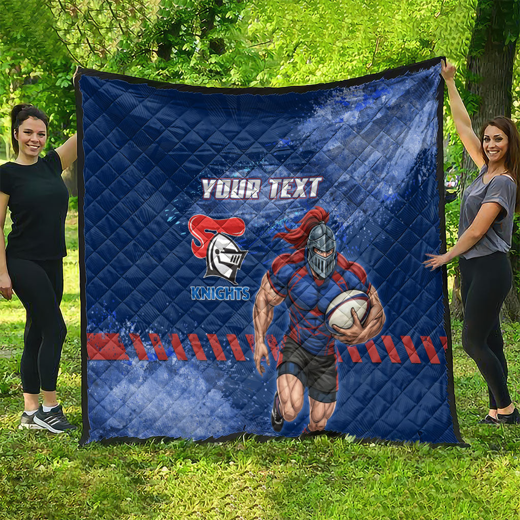 Personalised Newcastle Knights Rugby Quilt Newy Warrior Mascot - Sporty Splash Art Style