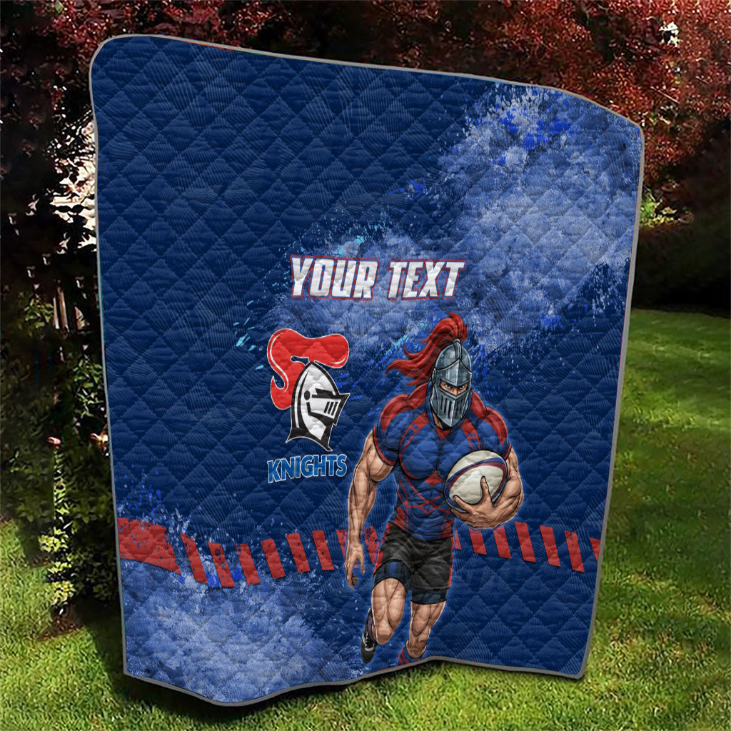 Personalised Newcastle Knights Rugby Quilt Newy Warrior Mascot - Sporty Splash Art Style