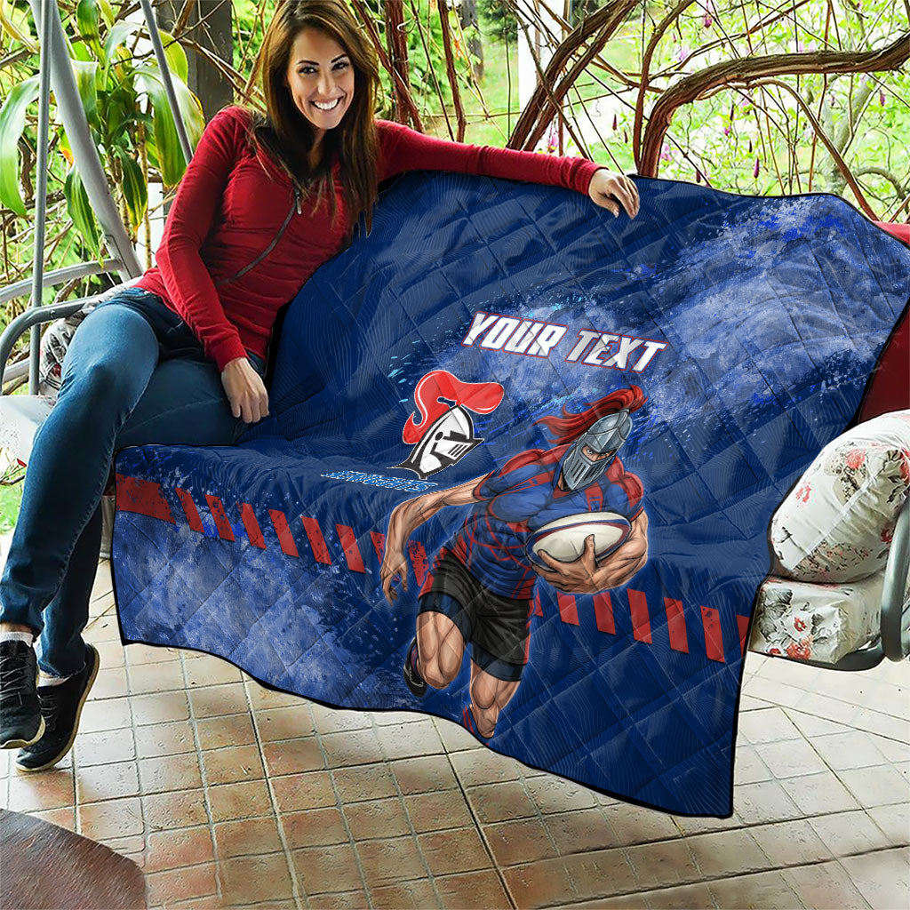 Personalised Newcastle Knights Rugby Quilt Newy Warrior Mascot - Sporty Splash Art Style