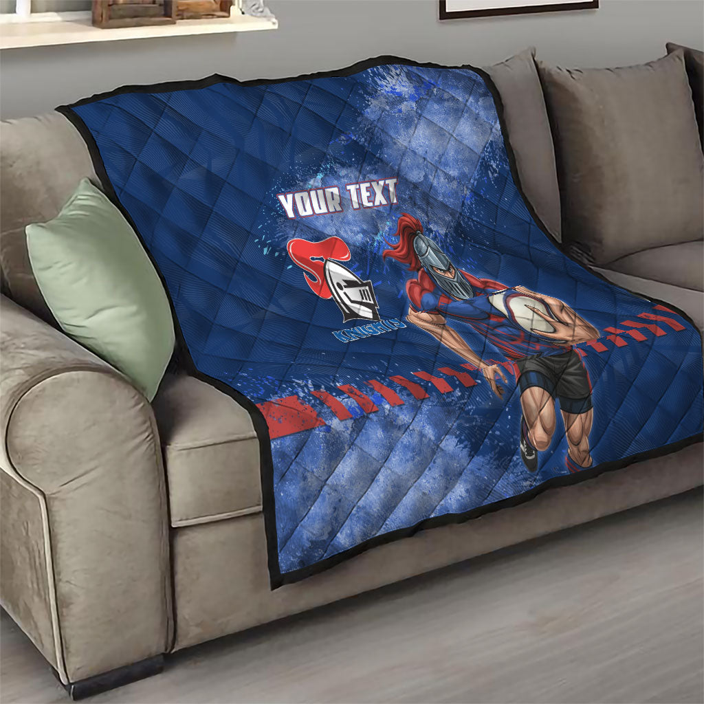 Personalised Newcastle Knights Rugby Quilt Newy Warrior Mascot - Sporty Splash Art Style