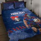 Personalised Newcastle Knights Rugby Quilt Bed Set Newy Warrior Mascot - Sporty Splash Art Style