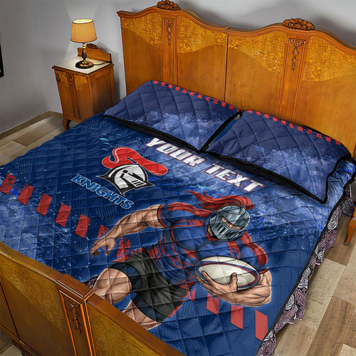 Personalised Newcastle Knights Rugby Quilt Bed Set Newy Warrior Mascot - Sporty Splash Art Style