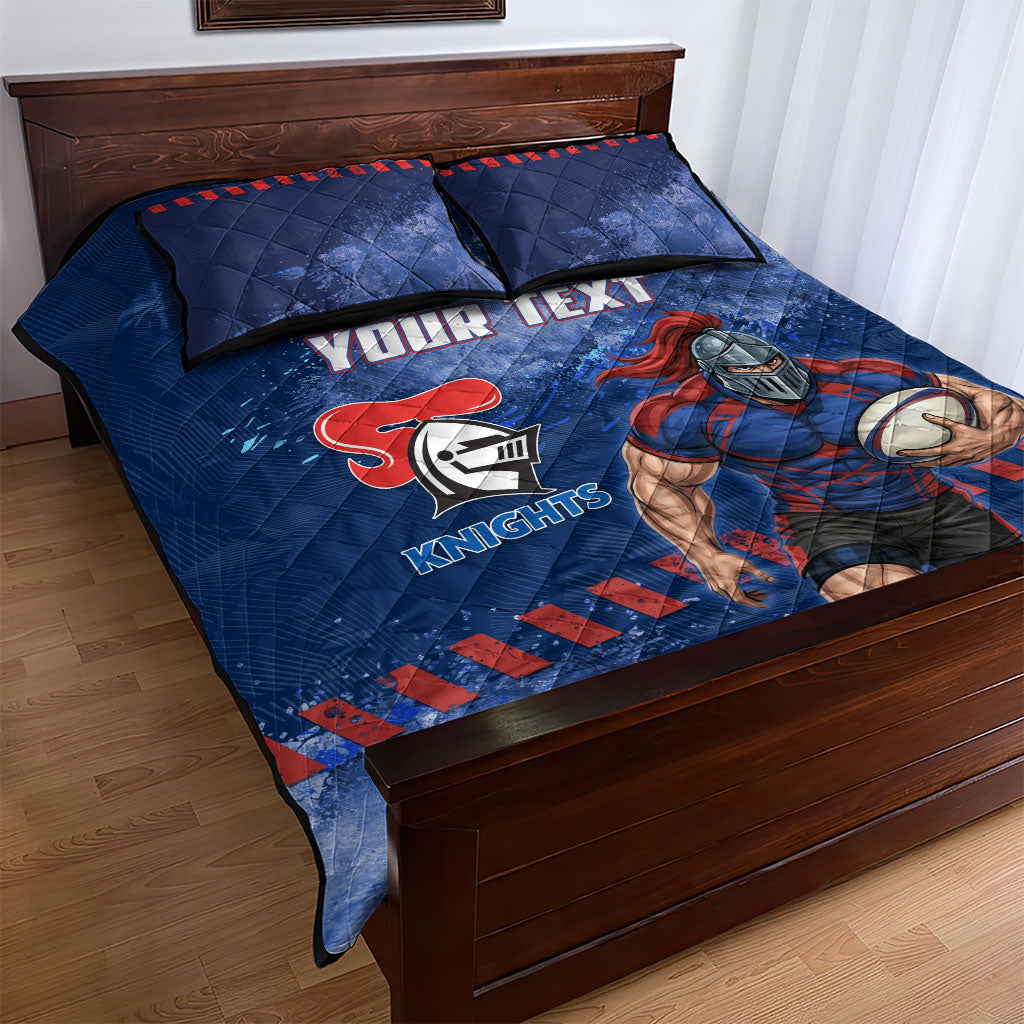 Personalised Newcastle Knights Rugby Quilt Bed Set Newy Warrior Mascot - Sporty Splash Art Style