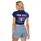 Personalised Newcastle Knights Rugby Raglan Cropped T Shirt Newy Warrior Mascot - Sporty Splash Art Style