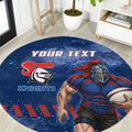 Personalised Newcastle Knights Rugby Round Carpet Newy Warrior Mascot - Sporty Splash Art Style