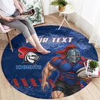 Personalised Newcastle Knights Rugby Round Carpet Newy Warrior Mascot - Sporty Splash Art Style
