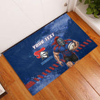 Personalised Newcastle Knights Rugby Rubber Doormat Newy Warrior Mascot - Sporty Splash Art Style
