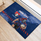 Personalised Newcastle Knights Rugby Rubber Doormat Newy Warrior Mascot - Sporty Splash Art Style