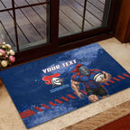 Personalised Newcastle Knights Rugby Rubber Doormat Newy Warrior Mascot - Sporty Splash Art Style