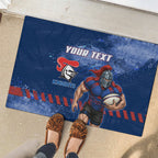 Personalised Newcastle Knights Rugby Rubber Doormat Newy Warrior Mascot - Sporty Splash Art Style