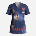 Personalised Newcastle Knights Rugby Scrub Top Newy Warrior Mascot - Sporty Splash Art Style