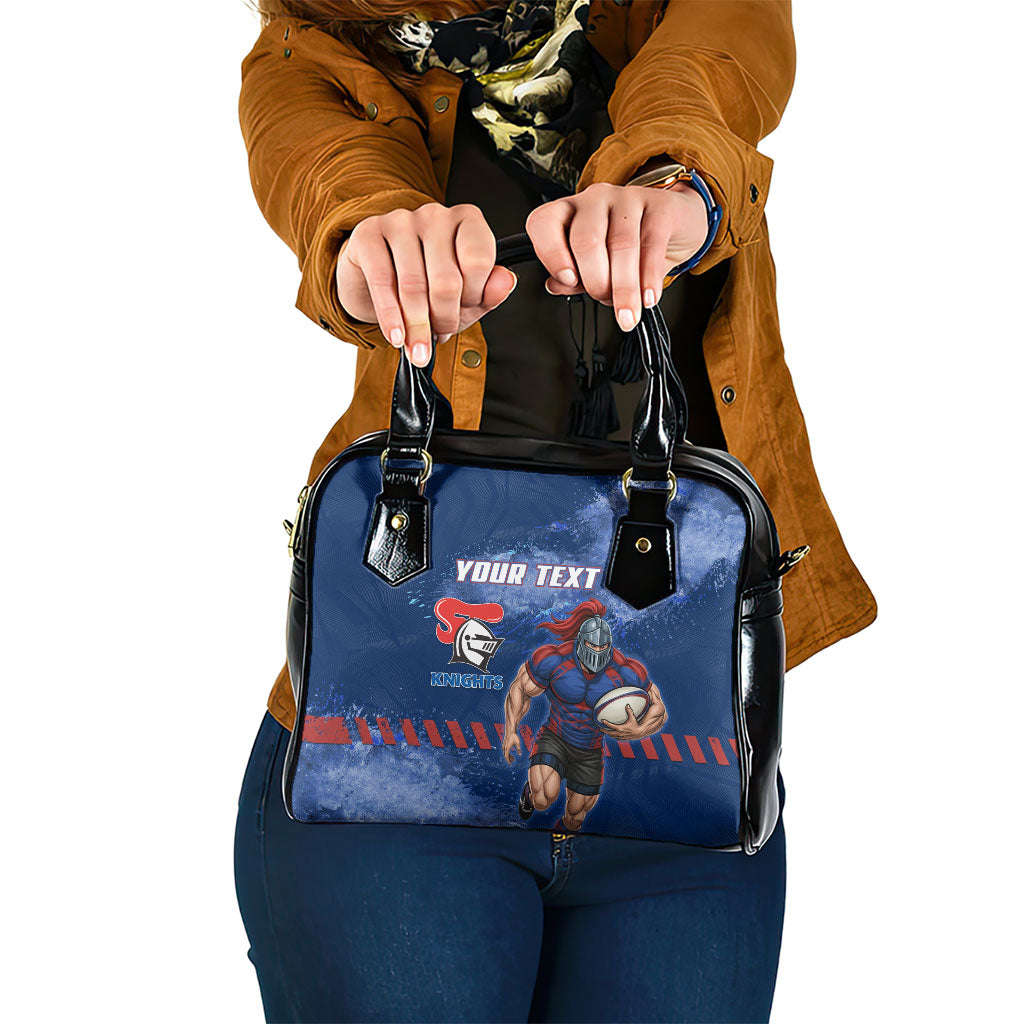 Personalised Newcastle Knights Rugby Shoulder Handbag Newy Warrior Mascot - Sporty Splash Art Style