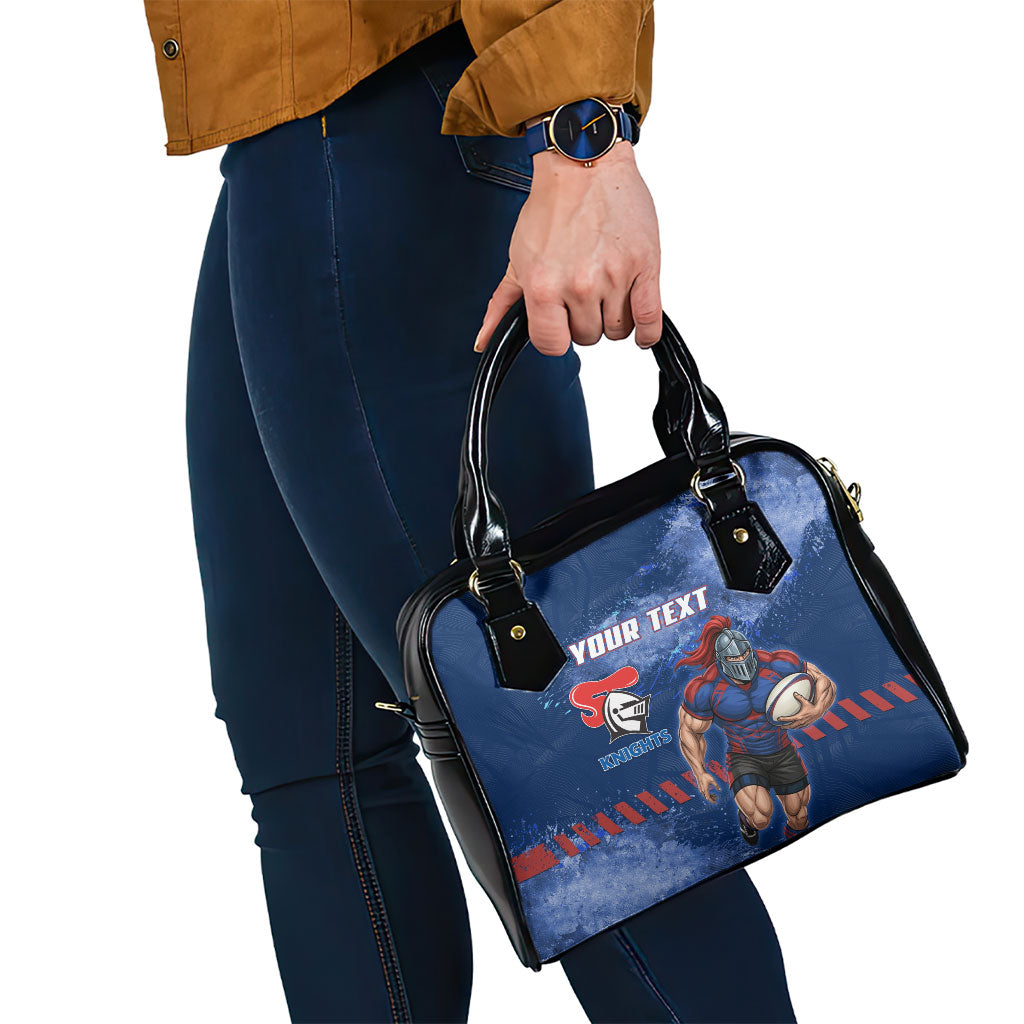 Personalised Newcastle Knights Rugby Shoulder Handbag Newy Warrior Mascot - Sporty Splash Art Style