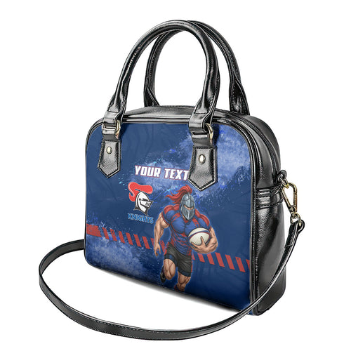 Personalised Newcastle Knights Rugby Shoulder Handbag Newy Warrior Mascot - Sporty Splash Art Style