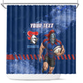 Personalised Newcastle Knights Rugby Shower Curtain Newy Warrior Mascot - Sporty Splash Art Style