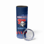 Personalised Newcastle Knights Rugby Skinny Tumbler Newy Warrior Mascot - Sporty Splash Art Style