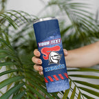 Personalised Newcastle Knights Rugby Skinny Tumbler Newy Warrior Mascot - Sporty Splash Art Style