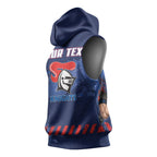 Personalised Newcastle Knights Rugby Sleeveless Hoodie Newy Warrior Mascot - Sporty Splash Art Style