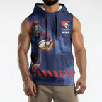Personalised Newcastle Knights Rugby Sleeveless Hoodie Newy Warrior Mascot - Sporty Splash Art Style
