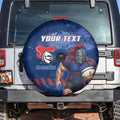 Personalised Newcastle Knights Rugby Spare Tire Cover Newy Warrior Mascot - Sporty Splash Art Style