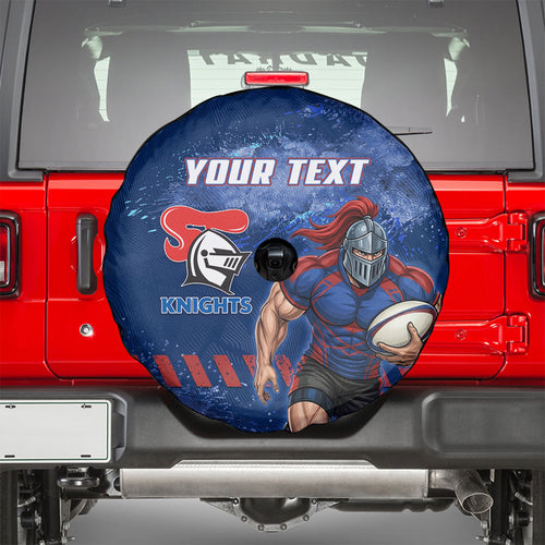 Personalised Newcastle Knights Rugby Spare Tire Cover Newy Warrior Mascot - Sporty Splash Art Style