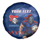 Personalised Newcastle Knights Rugby Spare Tire Cover Newy Warrior Mascot - Sporty Splash Art Style